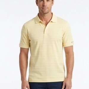 Greg Norman Shark Men's Large Yellow Striped Golf Polo Shirt L